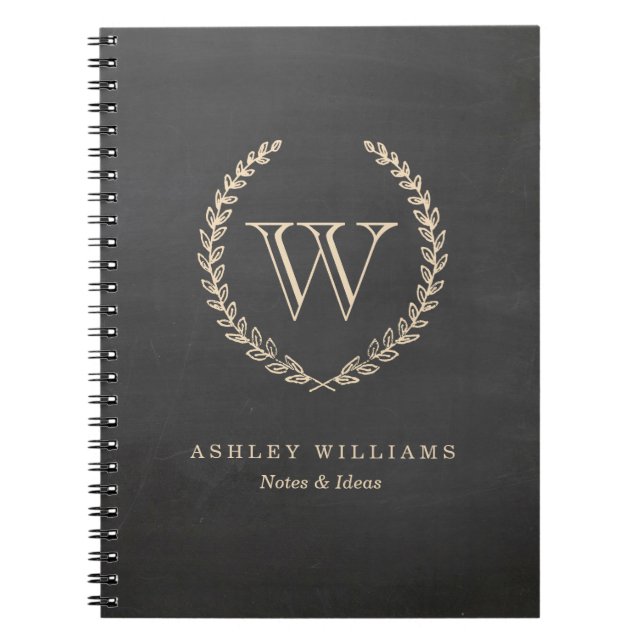 Chalkboard Style Monogram Notebook (Front)