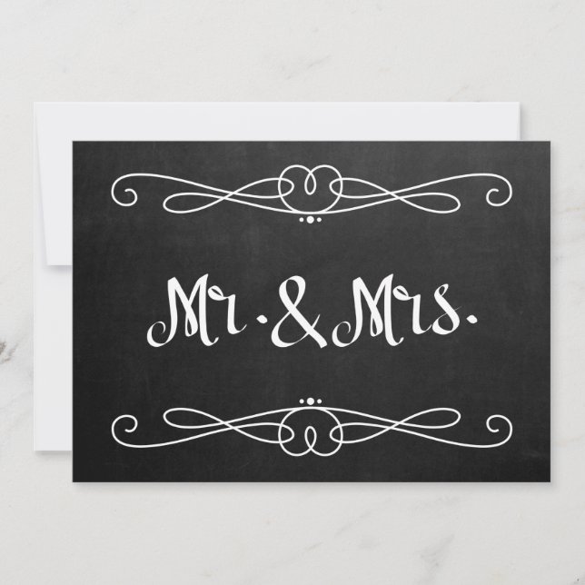 Chalkboard Style "Mr. and Mrs." Wedding Sign (Front)