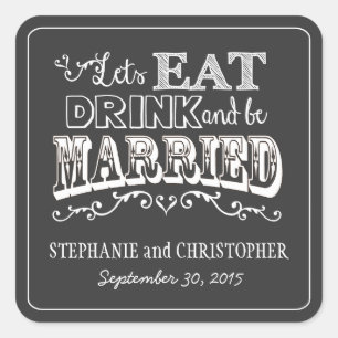 Chalkboard Style Personal Wedding Favour Stickers