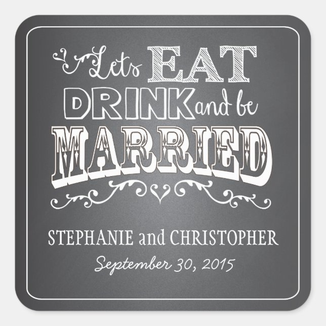 Chalkboard Style Personalised Favour Stickers (Front)