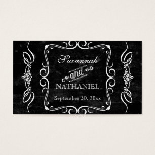 Chalkboard Style Rustic Swirl Couples Favour Tags