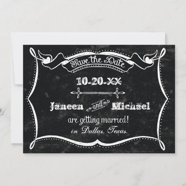 Chalkboard Style Save the Date Announcement Photo (Front)