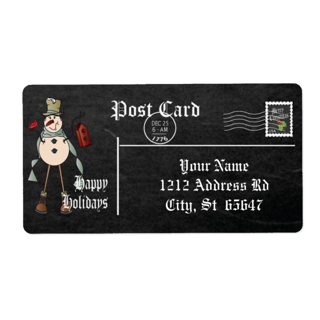 Chalkboard Style Snowman - Blue (Front)