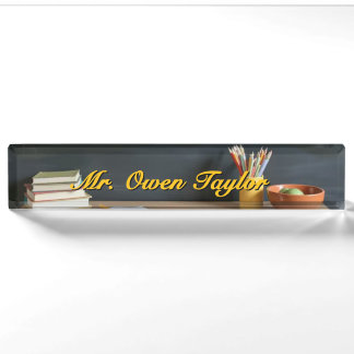Chalkboard-Style Teacher Desk Nameplate
