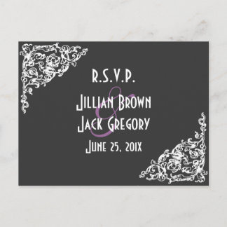 Chalkboard Style Wedding RSVP Invitation Postcard