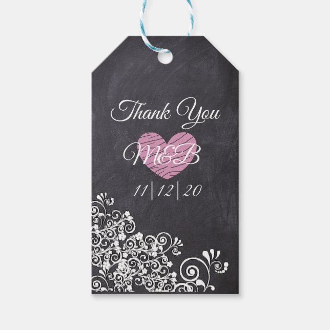 Chalkboard Style Wedding Thank You Gift Tag (Front)