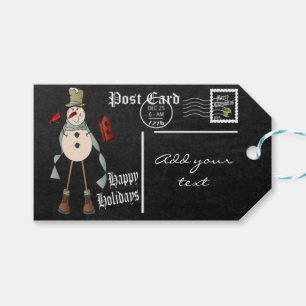 Chalkboard Styled Snowman Postcard   Christmas Gift Tags