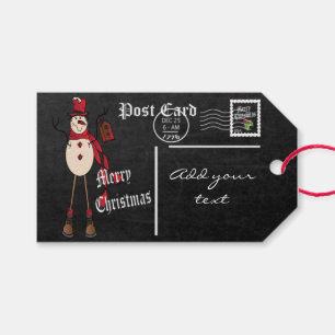 Chalkboard Styled Snowman Postcard Gift Tags