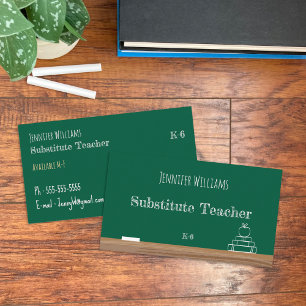 Chalkboard Substitute Teacher Business Cards