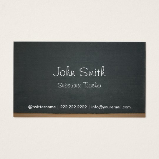 Chalkboard Substitute Teacher Simple Business Card