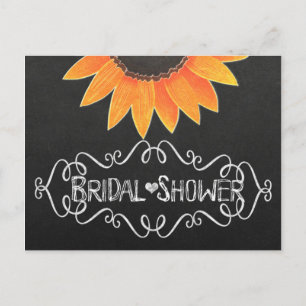 Chalkboard Sunflower Rustic Country Bridal Shower Invitation Postcard