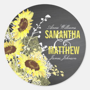 Chalkboard Sunflower Rustic Wedding Gift Label