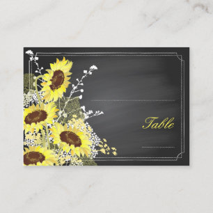 Chalkboard Sunflowers Rustic Wedding Place Cards