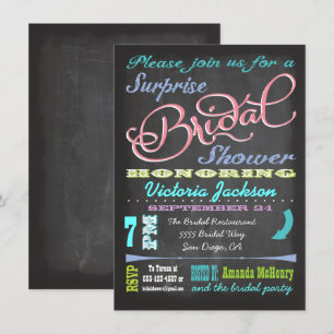 Chalkboard Surprise Bridal Shower Invitations