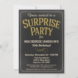 Chalkboard Surprise Party Invitation Man or Woman
