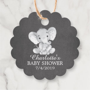Chalkboard Sweet Elephant Baby Shower Favour Gift Favour Tags