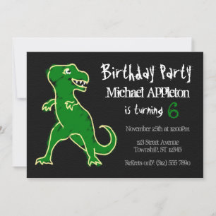 Chalkboard T-Rex Dinosaur Birthday Invitations
