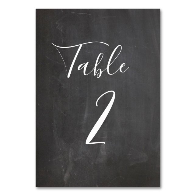 Chalkboard table number. Modern grey wedding Table Number (Front)