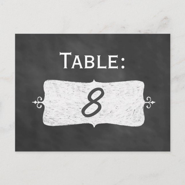 Chalkboard Table Number Postcard (Front)