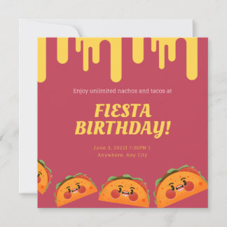 Chalkboard Taco Twosday Pinata Fiesta 2nd Birthday Invitation