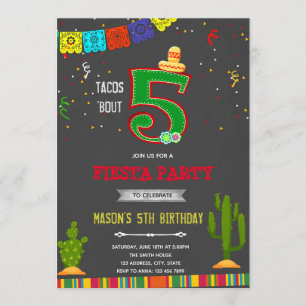 Chalkboard tacos 5 birthday invitation