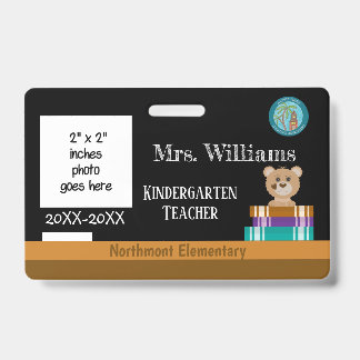 Chalkboard Teacher ID Badge with District Seal