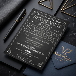 Chalkboard Teacher Retirement Party Invitation