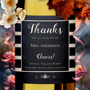 Chalkboard Teacher Thank You Wine Label