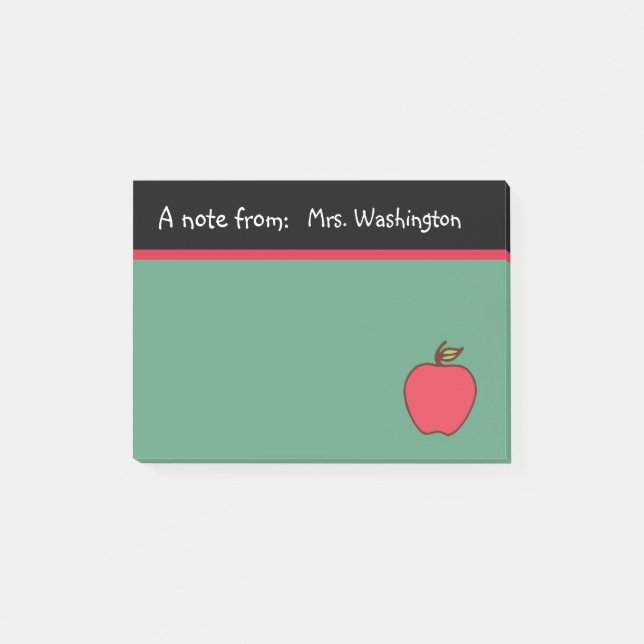 Chalkboard Teacher's Apple Post It Notes Gift (Front)