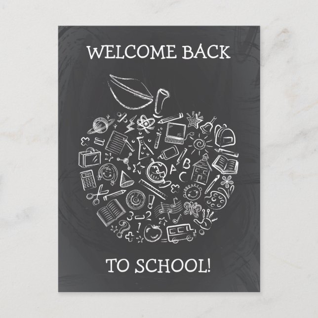 Chalkboard Teachers Apple Postcard (Front)