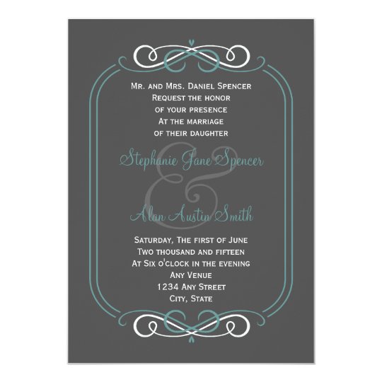 Chalkboard Teal Wedding Invitation