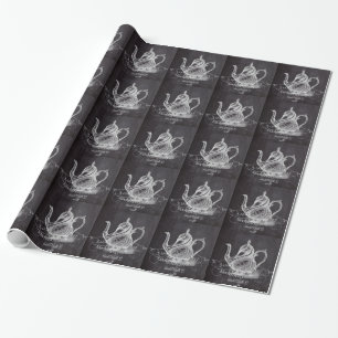 Chalkboard teapot Alice in Wonderland tea party Wrapping Paper