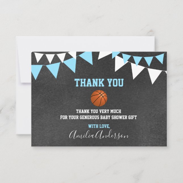 Chalkboard THANK YOU BASKETBALL BOY baby shower (Front)