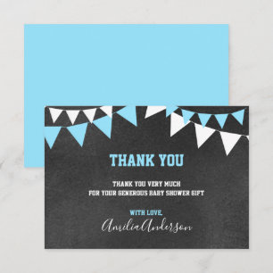 Chalkboard THANK YOU Blue White BOY baby shower Invitation