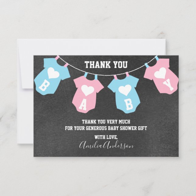 Chalkboard THANK YOU Gender Reveal baby shower (Front)