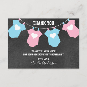 Chalkboard THANK YOU Gender Reveal baby shower Card