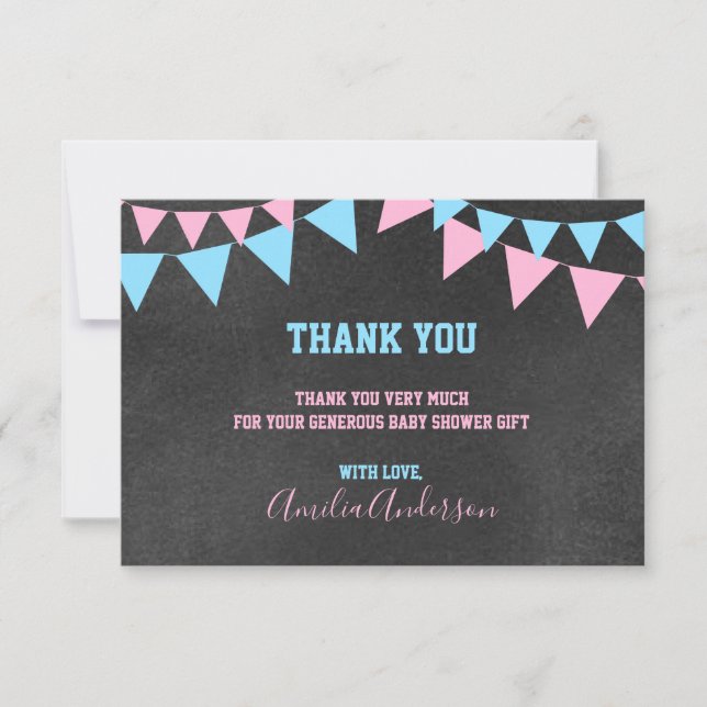 Chalkboard THANK YOU Gender Reveal baby shower Invitation (Front)