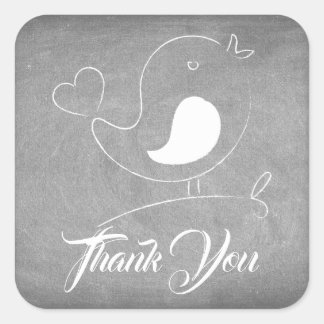 Chalkboard Thank You Sticker Bird Stickers