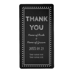 Chalkboard Thank You Wedding Favour Labels