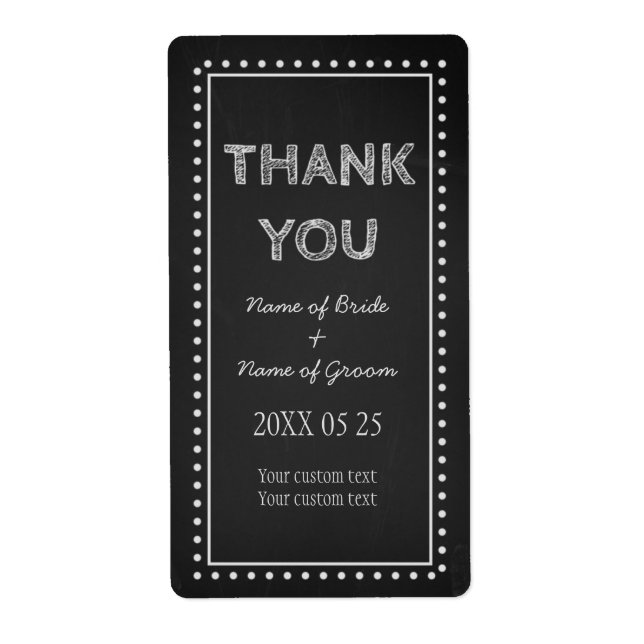Chalkboard Thank You Wedding Favour Labels (Front)