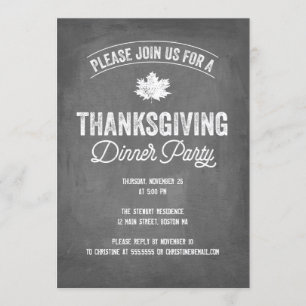 Chalkboard Thanksgiving Dinner Party Invitation