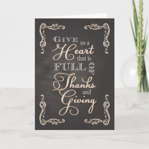 Chalkboard Thanksgiving - Heart of Thanks & Giving Thank You Card