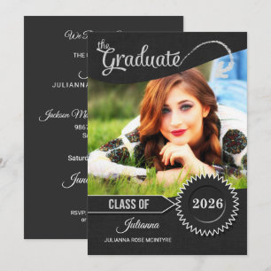 Chalkboard Theme Class of 2025 Graduation Invitation