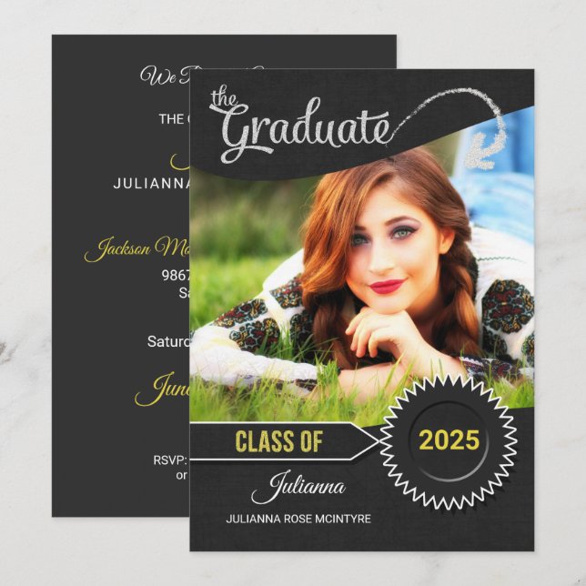 Chalkboard Theme Class of 2025 Graduation Invitation (Front/Back)