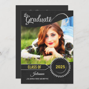 Chalkboard Theme Class of 2025 Graduation Invitation