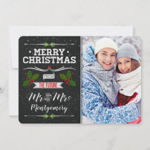 Chalkboard Theme Future Mr and Mrs Christmas Holiday Card