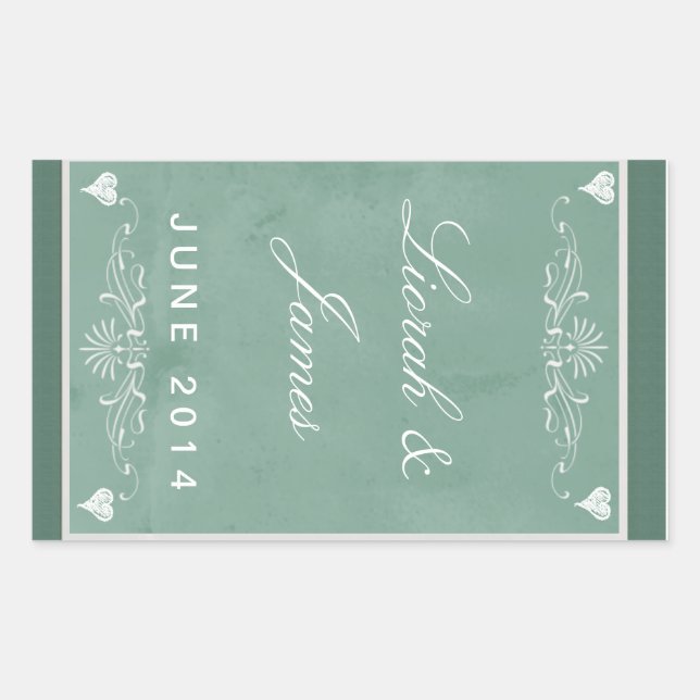 Chalkboard theme with hearts rectangular sticker (Front)