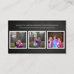 Chalkboard Three Photo Children Photography Business Card