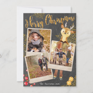 Chalkboard Three Photo Collage Christmas Holiday
