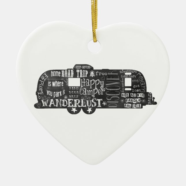 Chalkboard Trailer Ceramic Tree Decoration (Front)